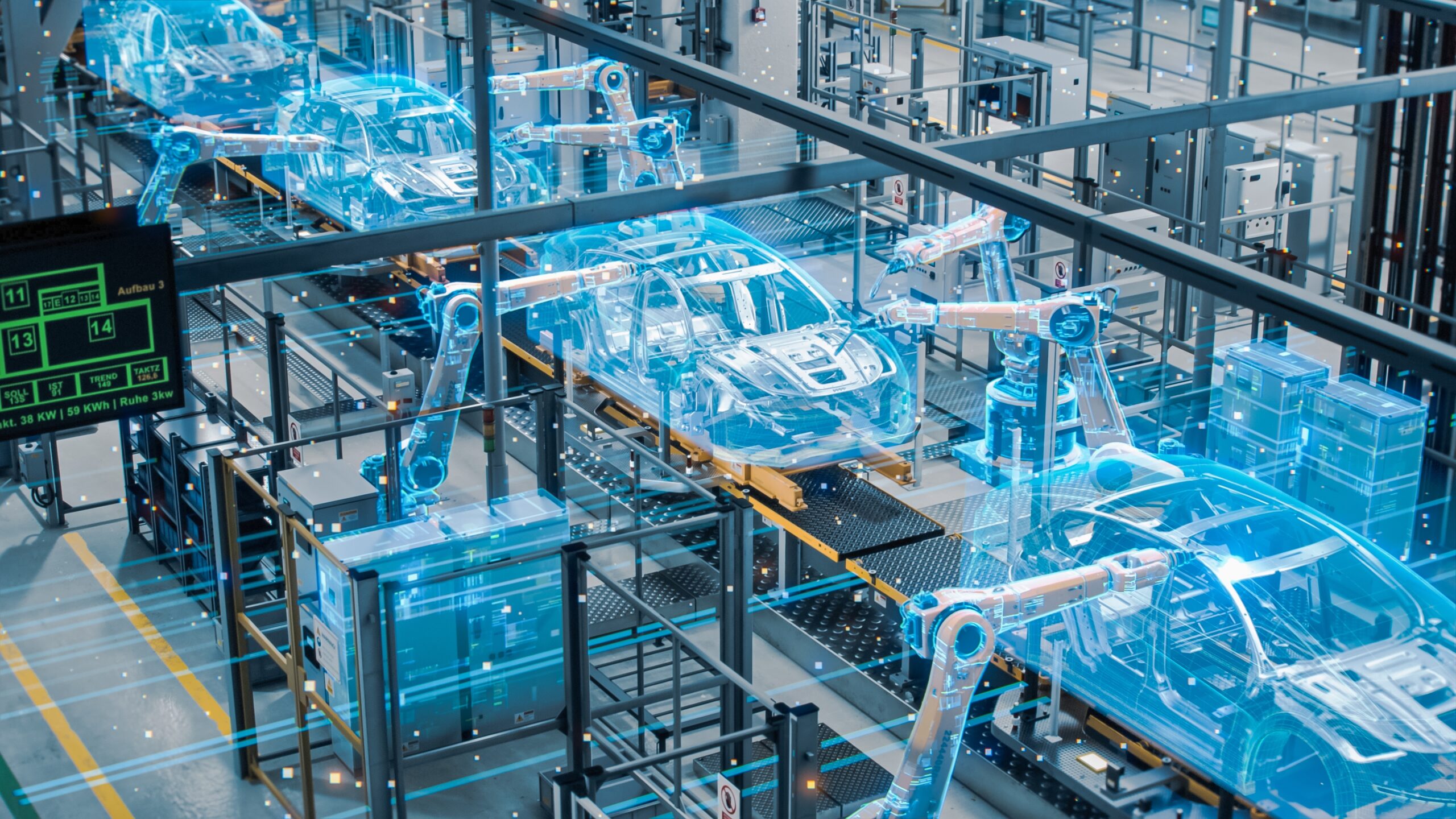 Car,Factory,Digitalization,Industry,4.0,Concept:,Automated,Robot,Arm,Assembly